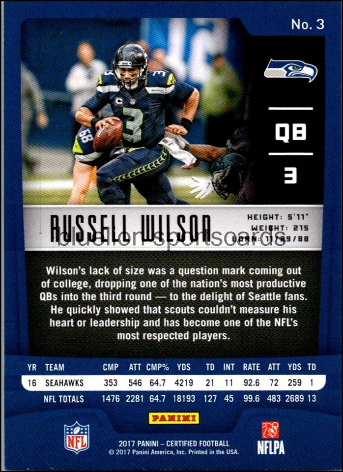 2017 Certified 3 Russell Wilson eBay
