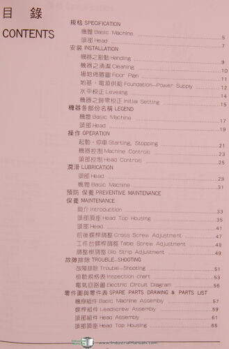 JIH Fong Acra, AM-2V, fresadora vertical, instrucciones y piezas manual - Imagen 3 de 3