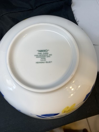 2 Nikko Heavenly Blue 7 3/4” Bowls Yellow Blue flowers Patra Thailand - Picture 8 of 12