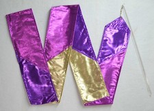Purple/Magenta/Gold Ribbon/ Streamer w 18" Rod - 6ft-W- Worship Dance