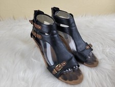 A2 By Aerosoles Womans Black Sandal Wedge SIZE Zip Back 7.5M