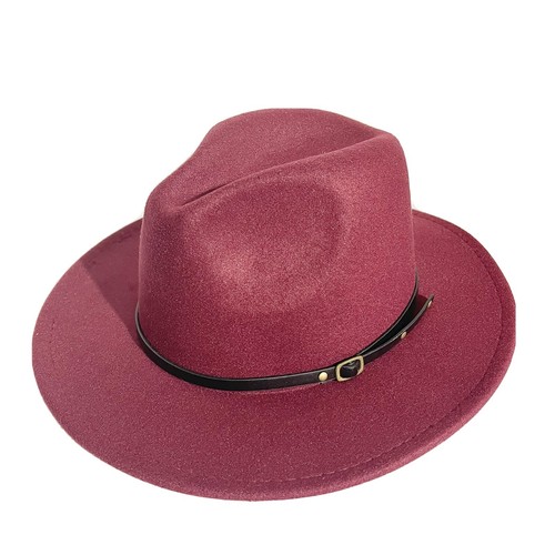 Women's Felt Fedora Hat Maroon Burgandy 