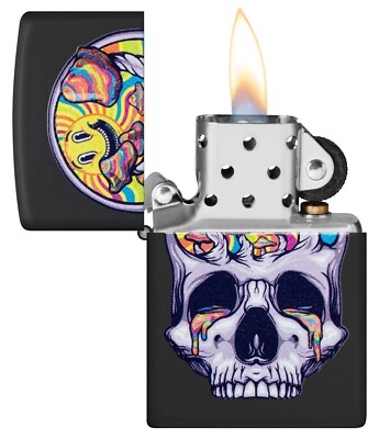 Zippo 48737, Skull & Moon Design, Black Light Process, Black Matte