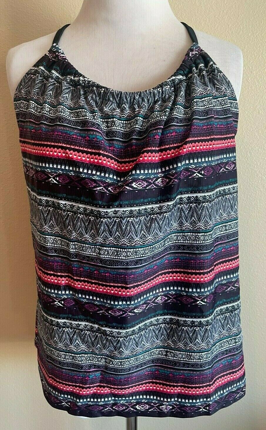 Kona Sol Women's Racerback Tankini Top Black Purple Pink Stripes Size Small B19 for sale online