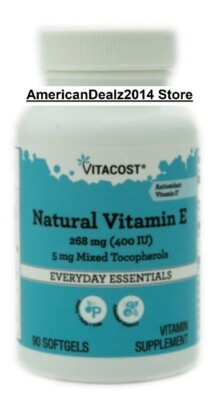 Vitacost Natural Vitamin E - 268 mg (400 IU) + 5g Mixed Tocopherols 90 Softgels