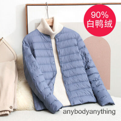 Ultra Light Down Jacket Liner Womens Short Round Neck Coat Outwears Winter M-4XL