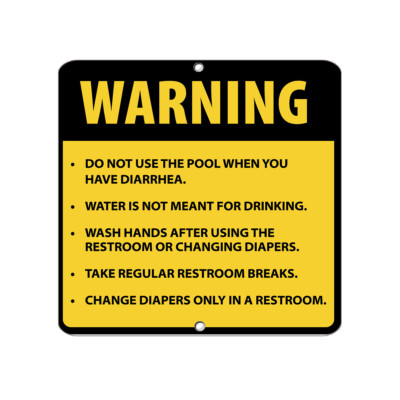 Square Metal Sign Multiple Sizes Don T Drink Pool Water Use on Diarrhea Swimming