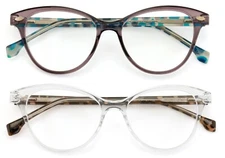 2 Pairs Women 2 Tone Oval Tortoise Temple Optical Frame Fashion Reading Glasses