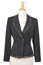 Angle Nina Made In France, Pinstriped Jacket, With Polka Dot Ruffles, Size 38