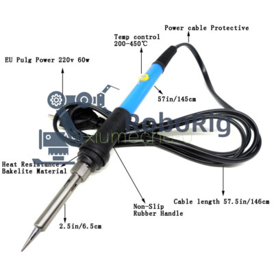 60W 220V Adjustable Temperature Welding Heat Pencil Soldering Iron Tool EU Plug