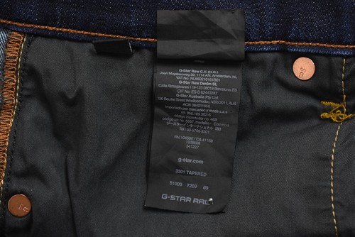 G-Star 3301 Tapered Jeans Herren Konisch W30/L34 Schaltfläche - Picture 7 of 8