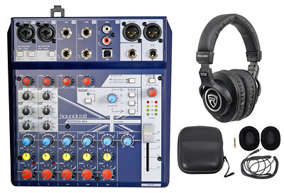 Soundcraft Notepad-8FX 8-Channel USB Mixer Podcasting Interface + Headphones