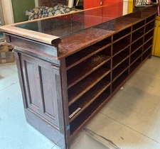 Antique Wood and Glass Cabinet Display Table