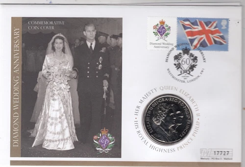 GB 2007 60th Wedding £5 Coin Cover BP6390