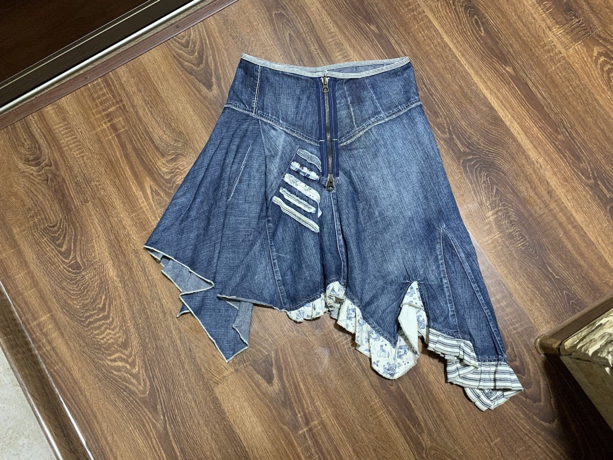 Vintage Marithe Francois Girbaud Midi Denim Asymmetrical Skirt