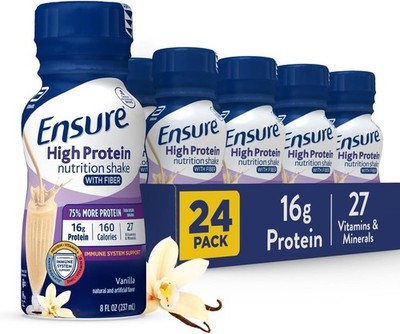 Ensure High Protein Bottled Vanilla Nutrition Shake with Fiber, Ready to Drink,