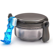 Leak Proof Denture Cups for Soaking Dentures with Strainer Basket and Brush, Par