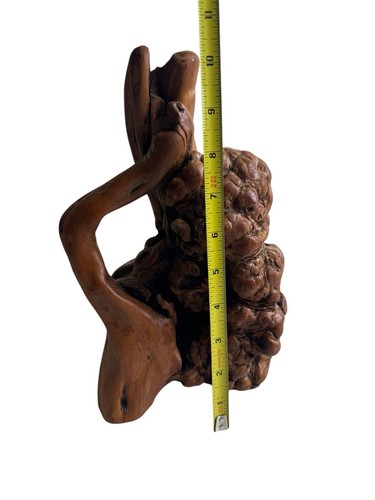Vintage Abstract Burl Wooden Sculpture Base Signed CR On Base 10 Inches Taller - Picture 9 of 11