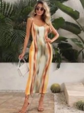 Multicolor Spaghetti Strap Dress, Lightweight, Women’s Summer Casual Sundress