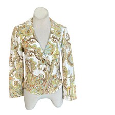 CAbi Fitted Blazer Paisley Jacket Stretch Cotton Style 931 Size 8