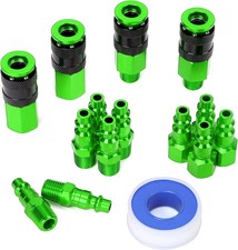 15 Pieces 1/4" NPT Aluminum Air Coupler and Plug Kit, Quick Connect Air Fittings