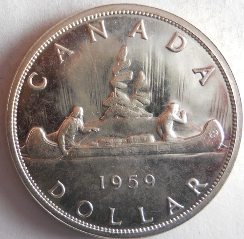 1959 CANADA DOLLAR - AU/UNC - Excellent SILVER Coin - Lot #M26