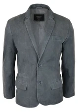 Mens Genuine Pure Suede Blazer Style Jacket Leather Classic Vintage Coat 