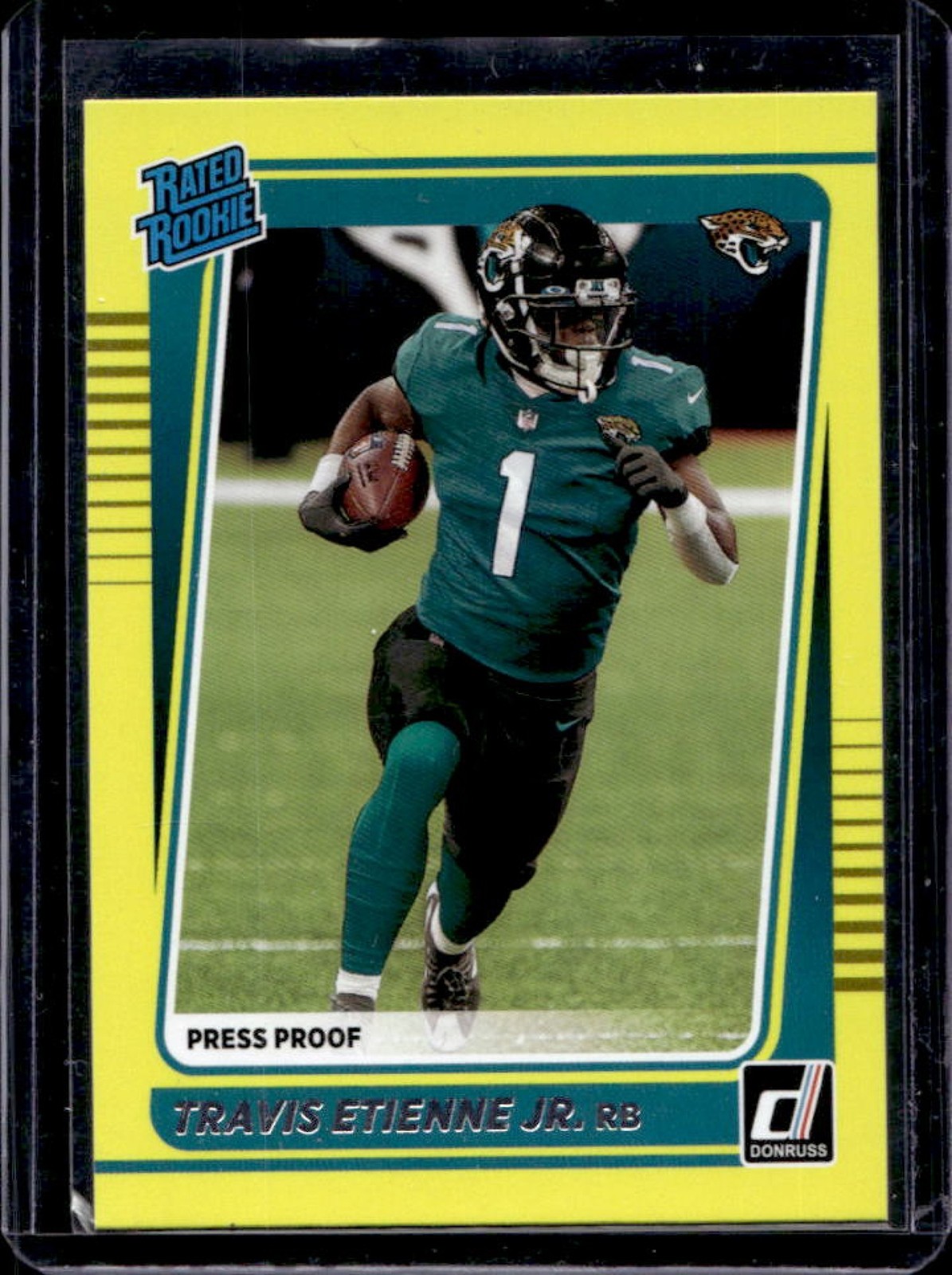 2021 Donruss Travis Etienne Jr. Press Proof Yellow Rated Rookie #258 Jaguars