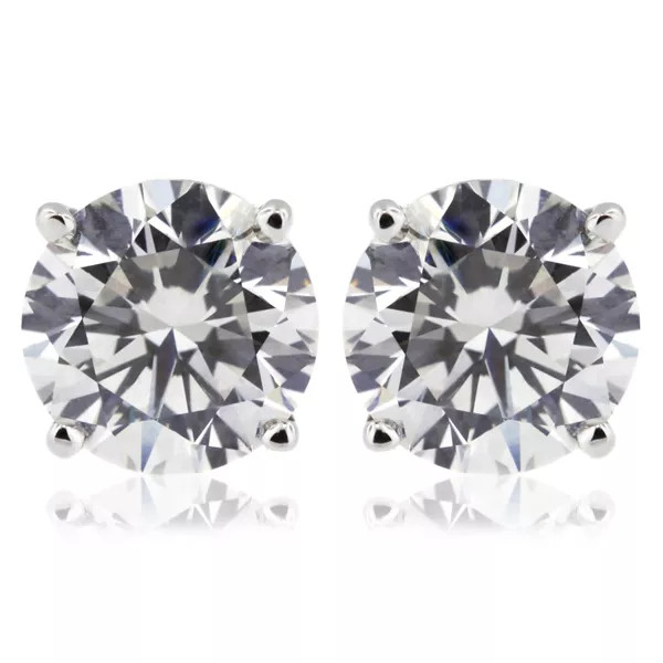 Stud Earrings Solid 14K White Gold Classic 6.99 CT Round Natural Diamond F VS2 image 3