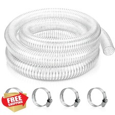 Wocloer 1-1/4" ID x 25ft Heavy Duty Clear PVC Hose, Wire Reinforced Flexible ...