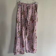 Nick Nora Christmas Sock Monkey Flannel Pajama Pants Pink Womens Sz Lg