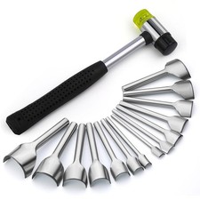 14 Sizes Leather Corner Punch Set, Half-Round Punch, End Punch Kit with Doubl...