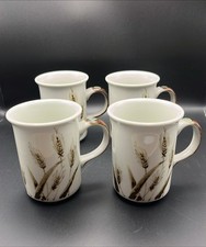 Set of 4 Hand-painted Brown Wheat on Creamy W...