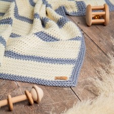 Cream and Grey Merino Wool and Bamboo Baby Blankets Handmade Unisex