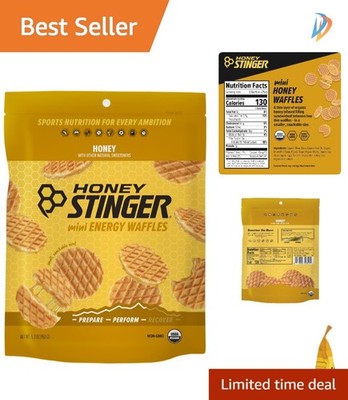 Crispy Organic Mini Waffles with Honey - Ideal Pre/Post Workout Snack, 5.3 Oz