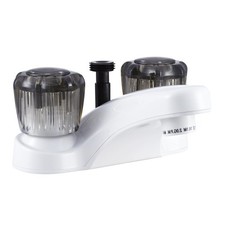 Dura Faucet DF-PL720S-WT RV Bathroom Sink Smoked Acrylic Knobs, White