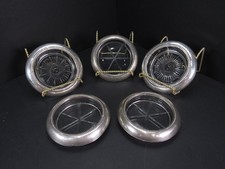 Mixed Set 5 Vintage Sterling Rim Glass Coasters Frank M Whiting Spoke Wheel