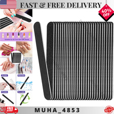 20 Pack 100/180 Grit Nail Files Black Professional Emery Boards Nail