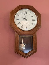 Seiko Quartz Westminster Whittington Oak Wall Clock Pendulum Chime 20” Vintage