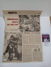 Jim Craig, Eruzione, Dave Silk Signed Newspaper Page JSA -#