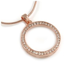 23mm Clear Crystal Eternity Circle of Love Pendant with Snake Type Chain In