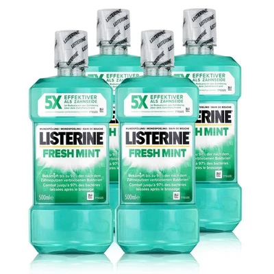 Listerine Fresh Mint 500ml - Für die tägliche Mundspülung (4er Pack )