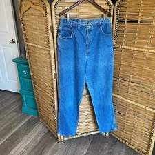 Vintage Gitano High Rise Tapered Jean Blue Size 18 Tall 100% Cotton Made Jamaica