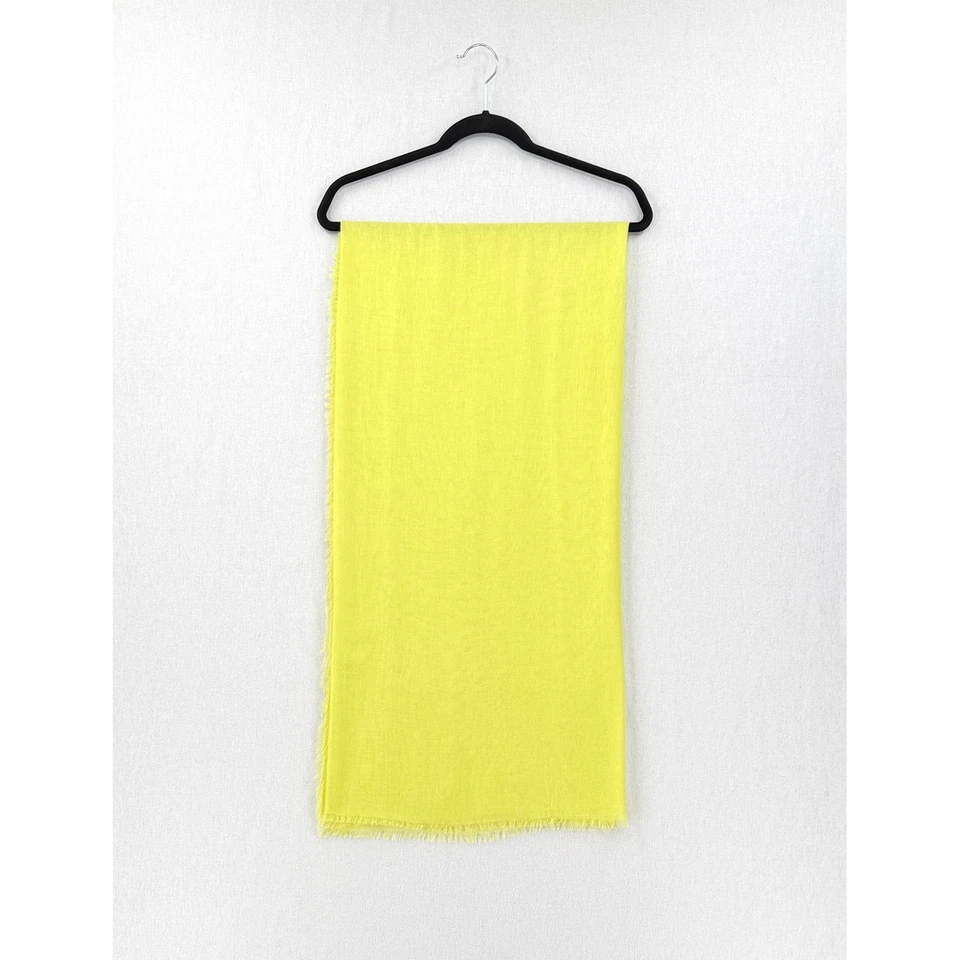 Модальный кашемировый шарф с бахромой CHAN LUU неоновая лаймовая желтая шаль легкий - Изображение 2 из 4