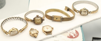 #ad #ad 5 Women#x27;s Watches 10K Gold Filled 17 Jewels for Parts Repair $250.00