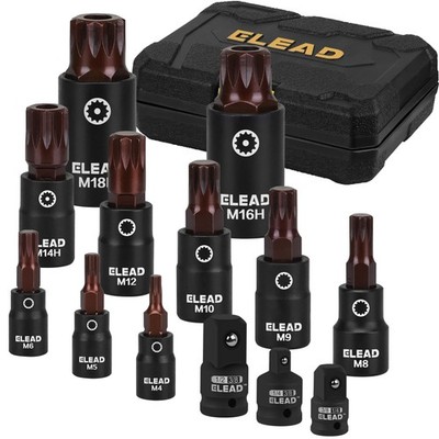 13-Piece XZN Triple Square Spline Bit Impact Socket Set - Premium S2 M4-m18 