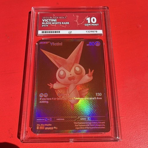 Victini Black Bolt 171 2025 Rare Holo English ACE Graded 10 (all perfect Subs)