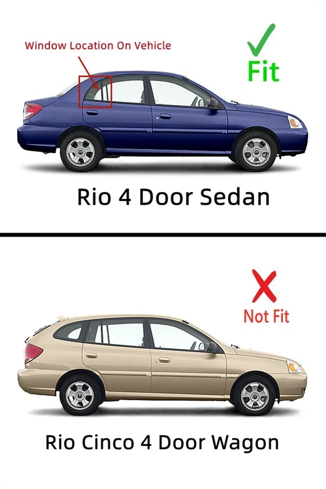 Fits 2001-2005 Kia Rio 4 Door Sedan Passenger Side Right Rear Vent Window Glass Foto 2 de 4