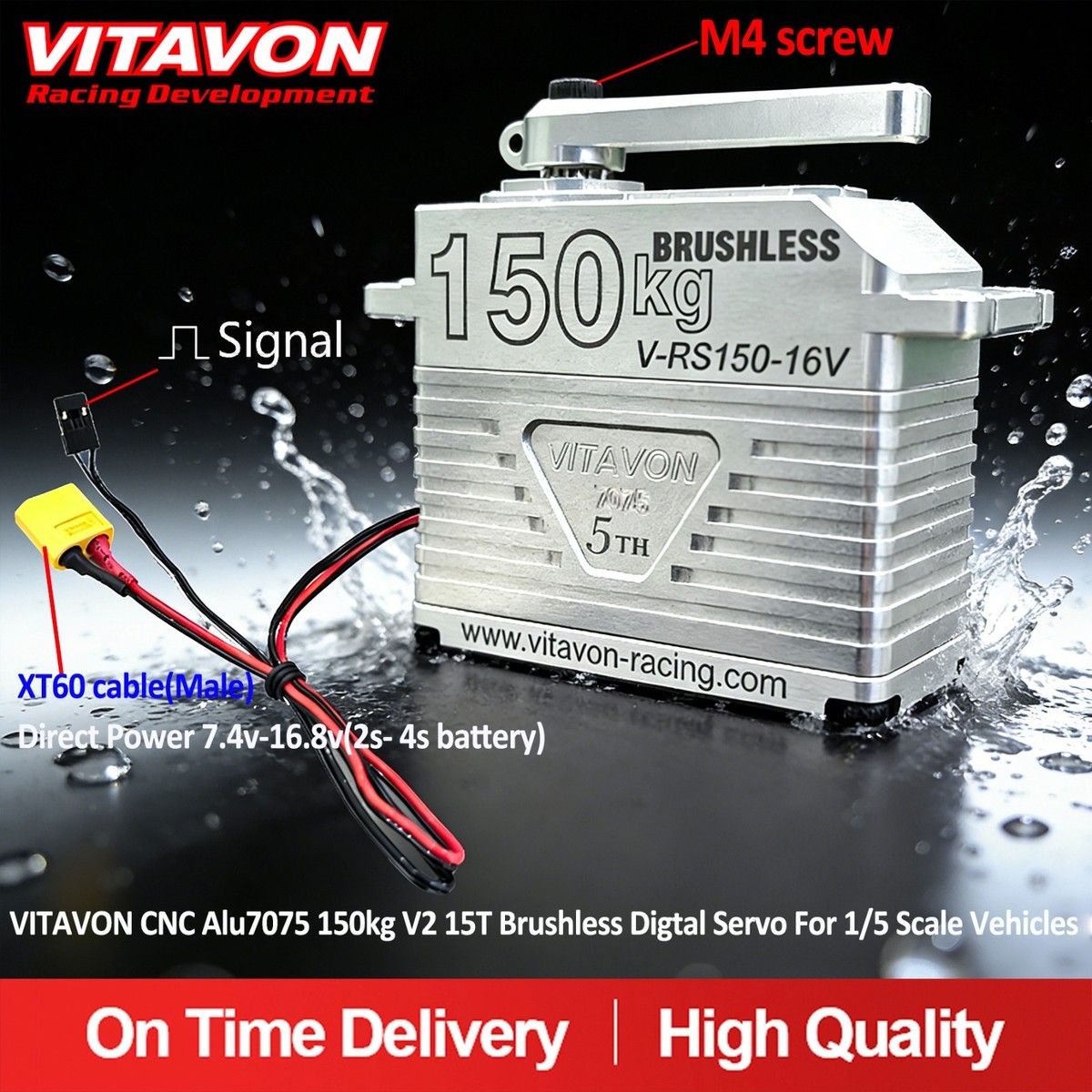 Vitavon CNC Alu7075 150kg V2 15T Brushless Digtal Servo For 1/5