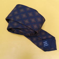 Elegant POLO RALPH LAUREN Navy Multicolor HANDMADE Geometric SILK Men Tie ITALY